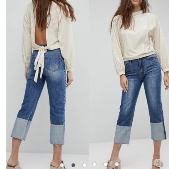 EVIDNT Los Angeles Reverse Cuff Cropped Jeans Women's Size Small - Picture 1 of 12